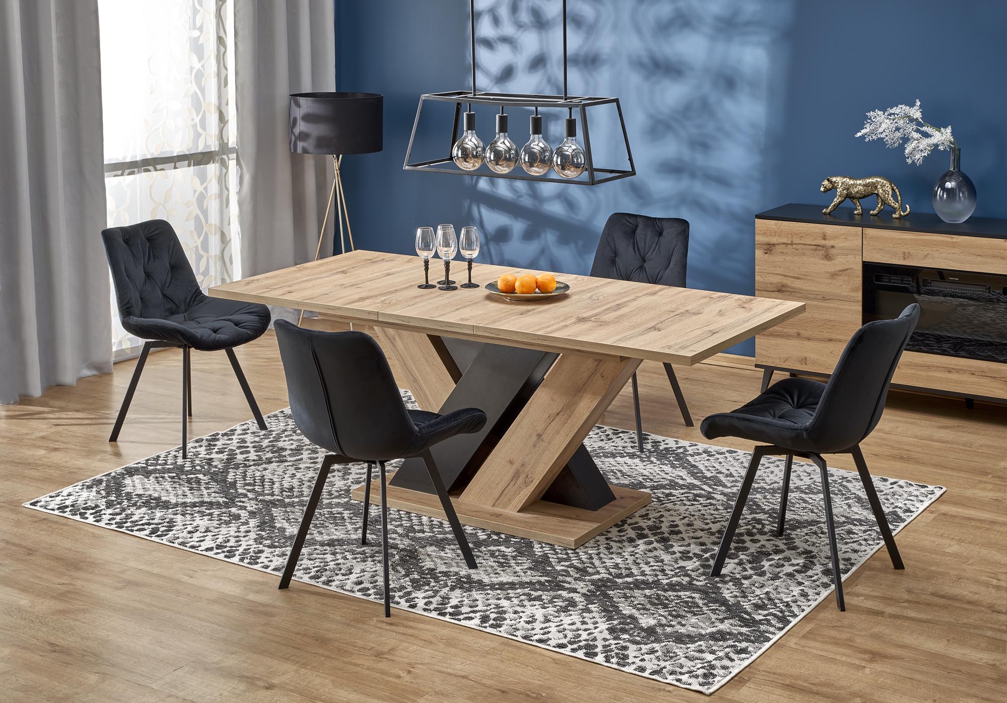 Mesa extensível BRANDON - carvalho wotan / preto, 160-200cm - Image 13