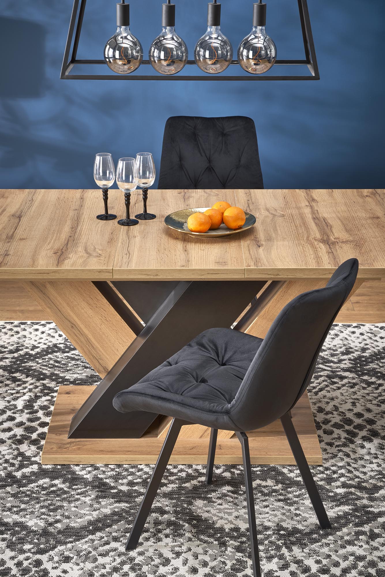 Mesa extensível BRANDON - carvalho wotan / preto, 160-200cm - Image 15