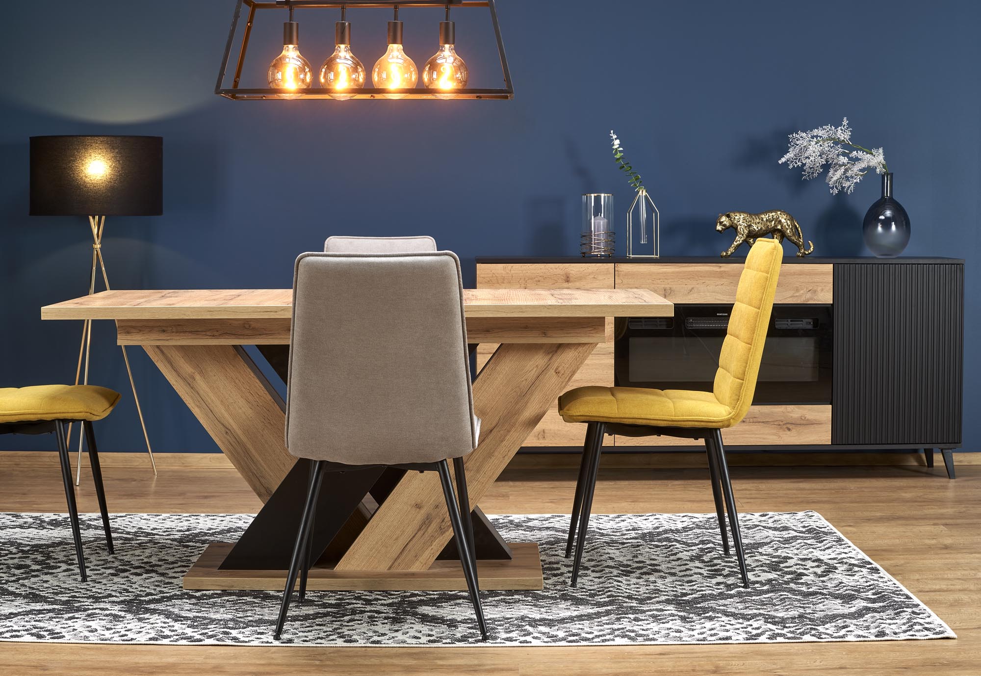 Mesa extensível BRANDON - carvalho wotan / preto, 160-200cm - Image 17