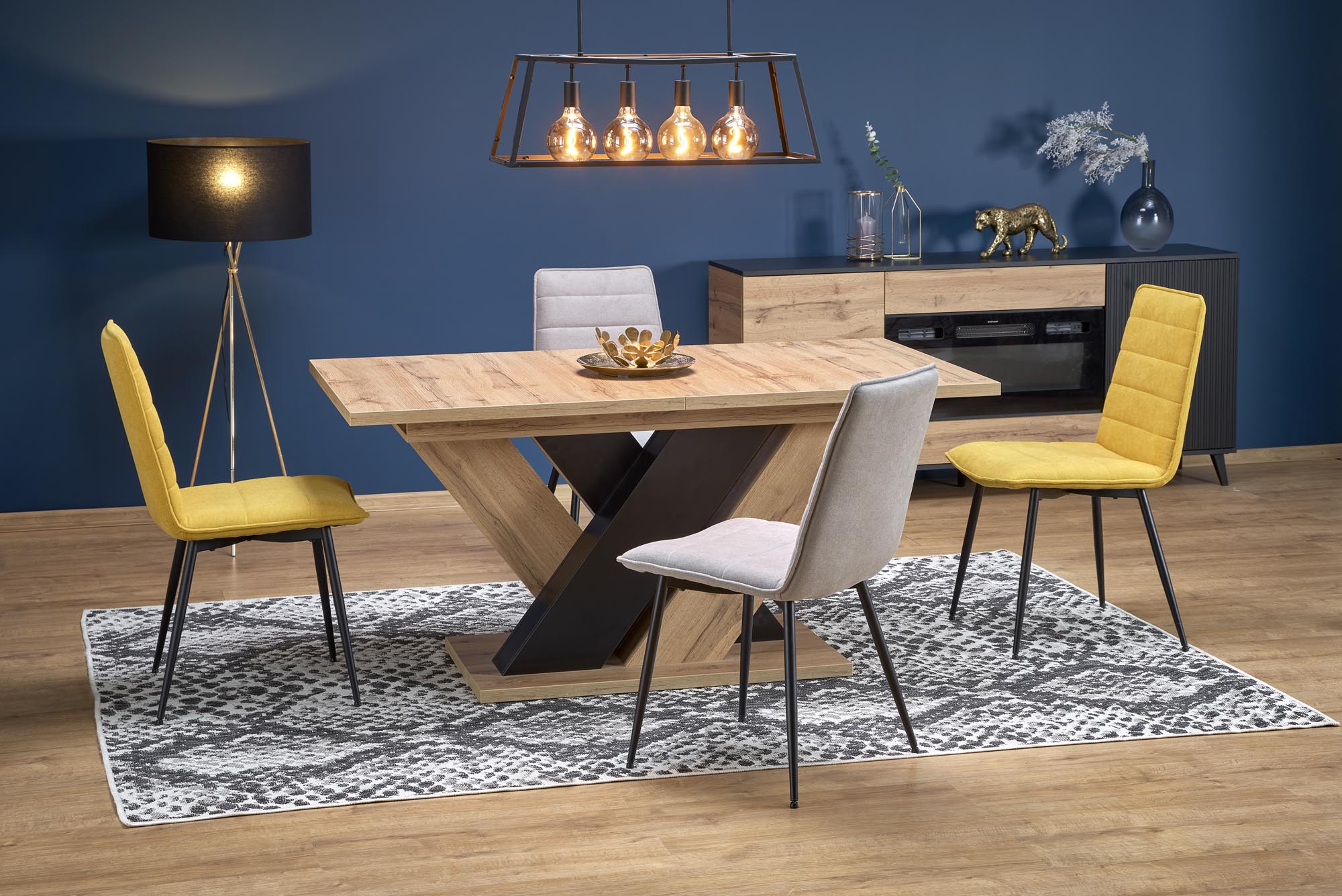 Mesa extensível BRANDON - carvalho wotan / preto, 160-200cm - Image 19