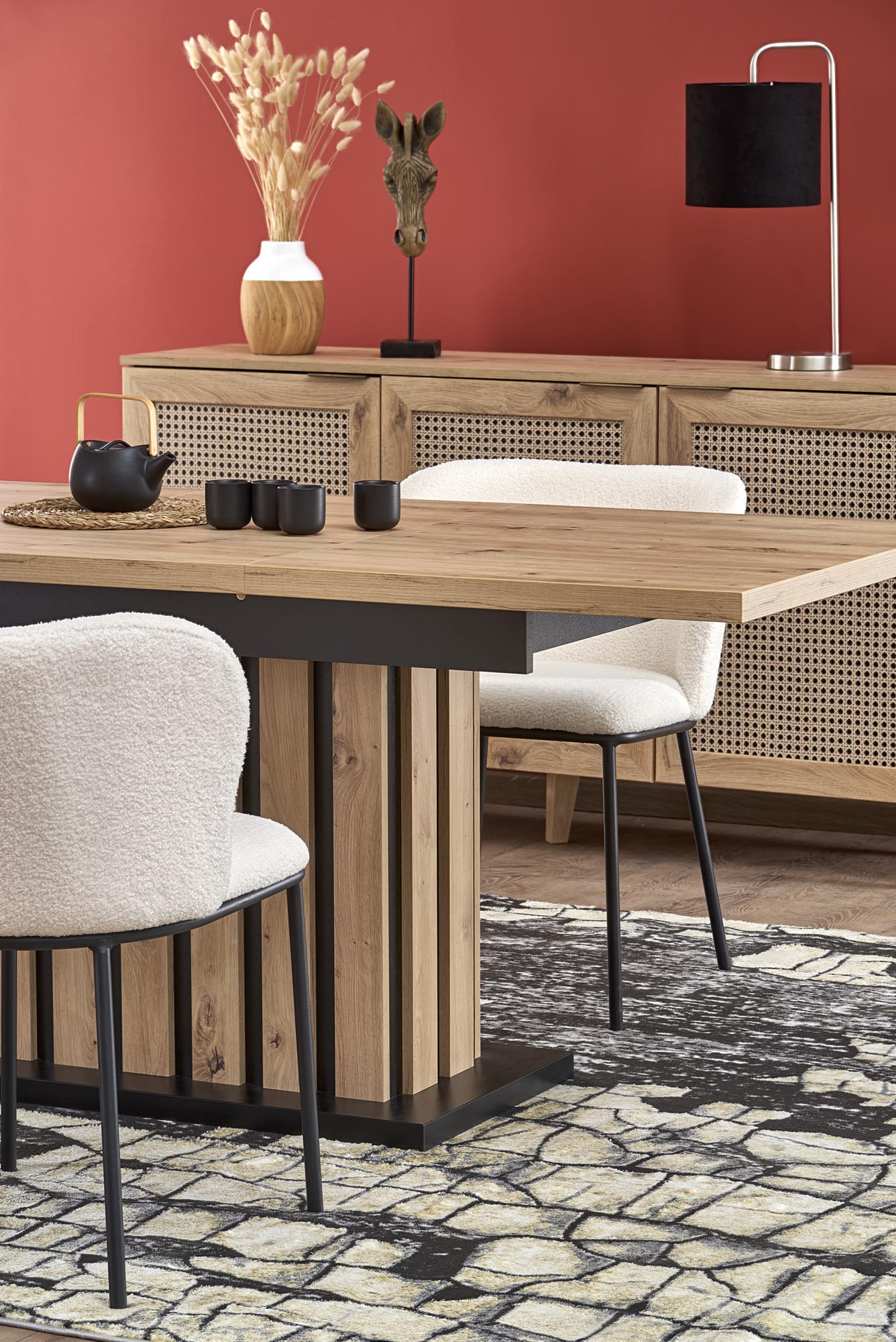 Mesa extensível LAMELLO - carvalho artisan / preto, 130-180cm - Image 15