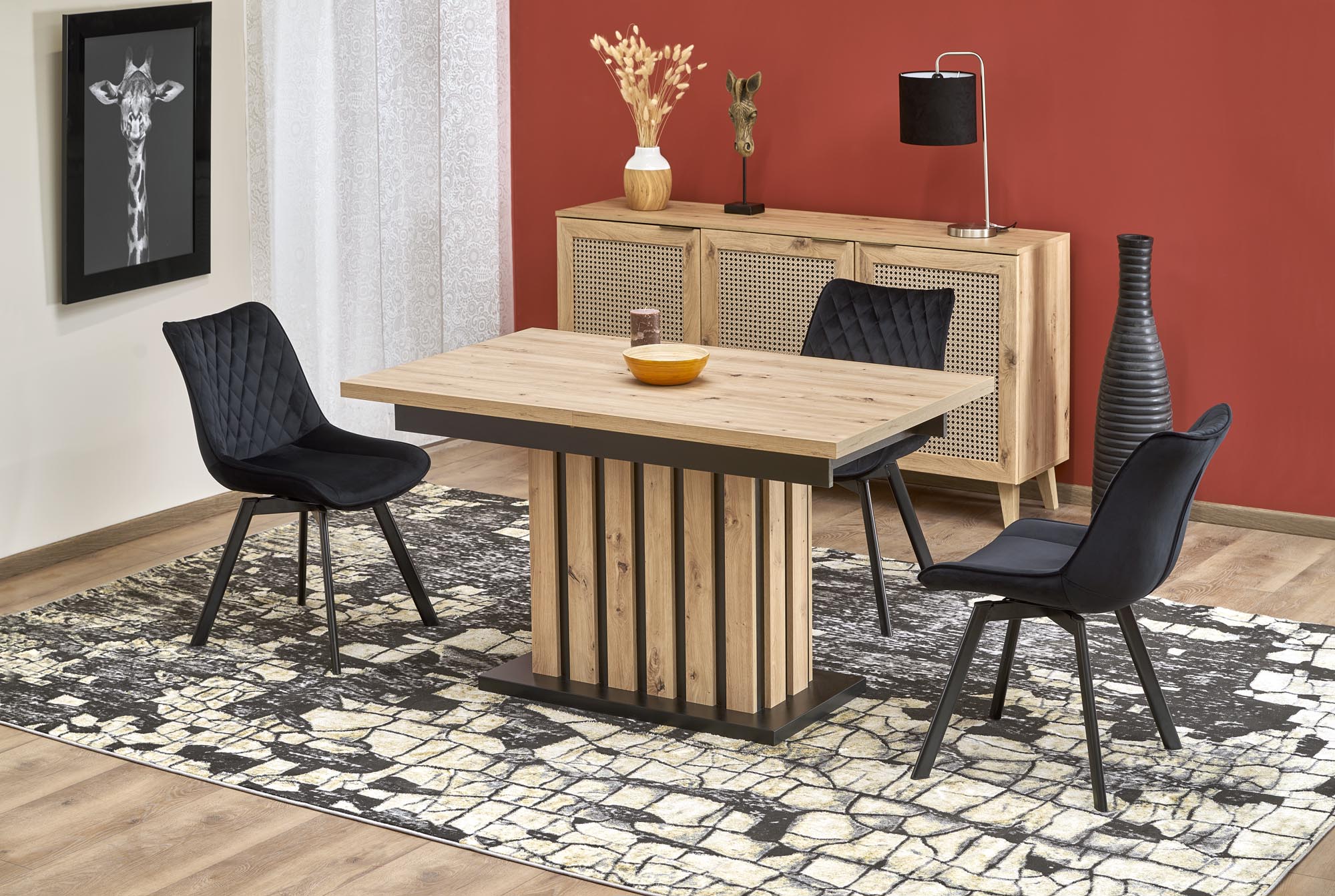Mesa extensível LAMELLO - carvalho artisan / preto, 130-180cm - Image 17