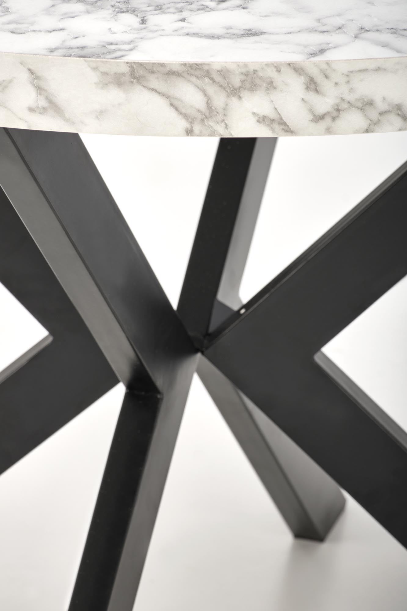 Mesa redonda extensível PERONI - branco mármore / preto, 100-250cm - Image 3