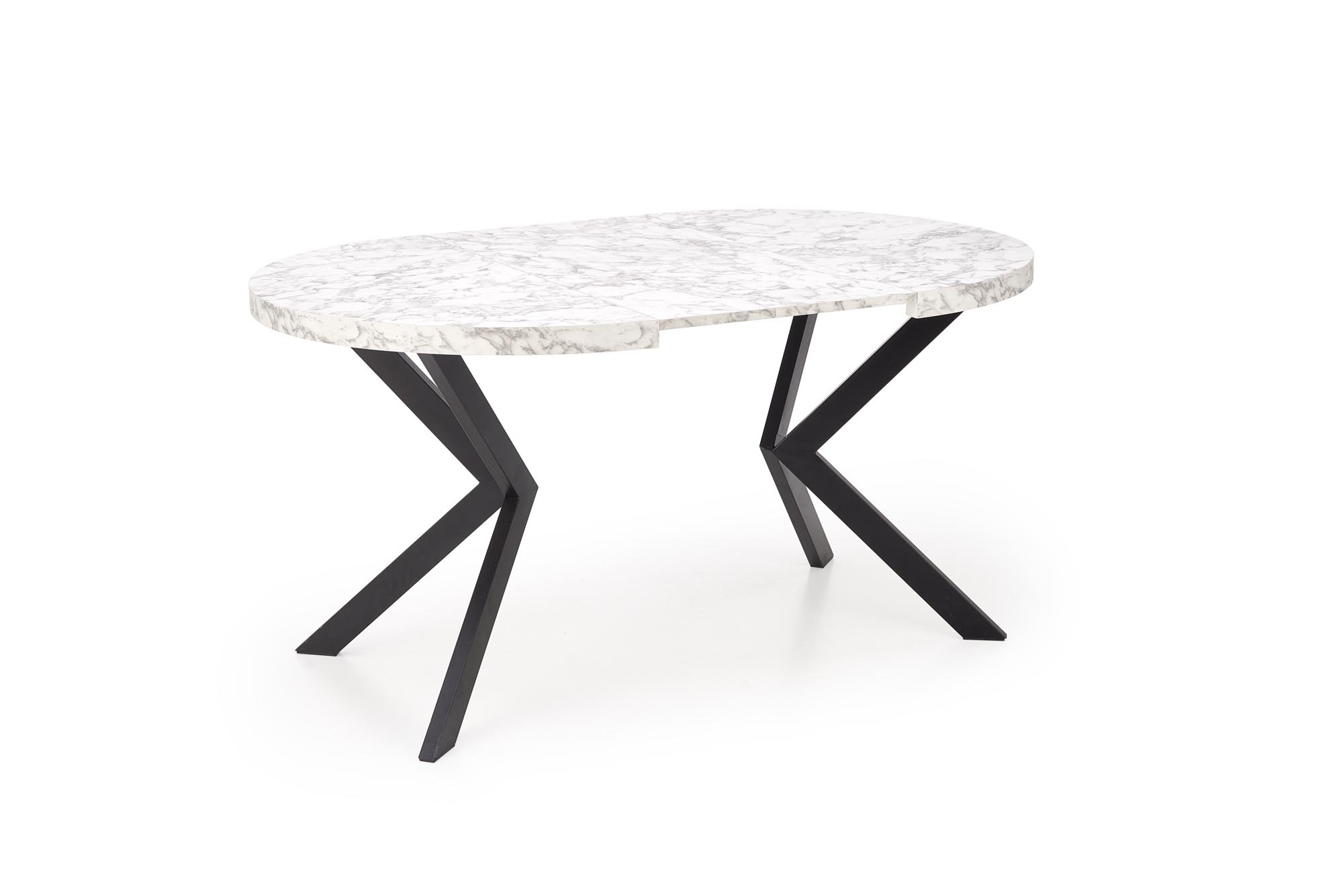 Mesa redonda extensível PERONI - branco mármore / preto, 100-250cm - Image 8