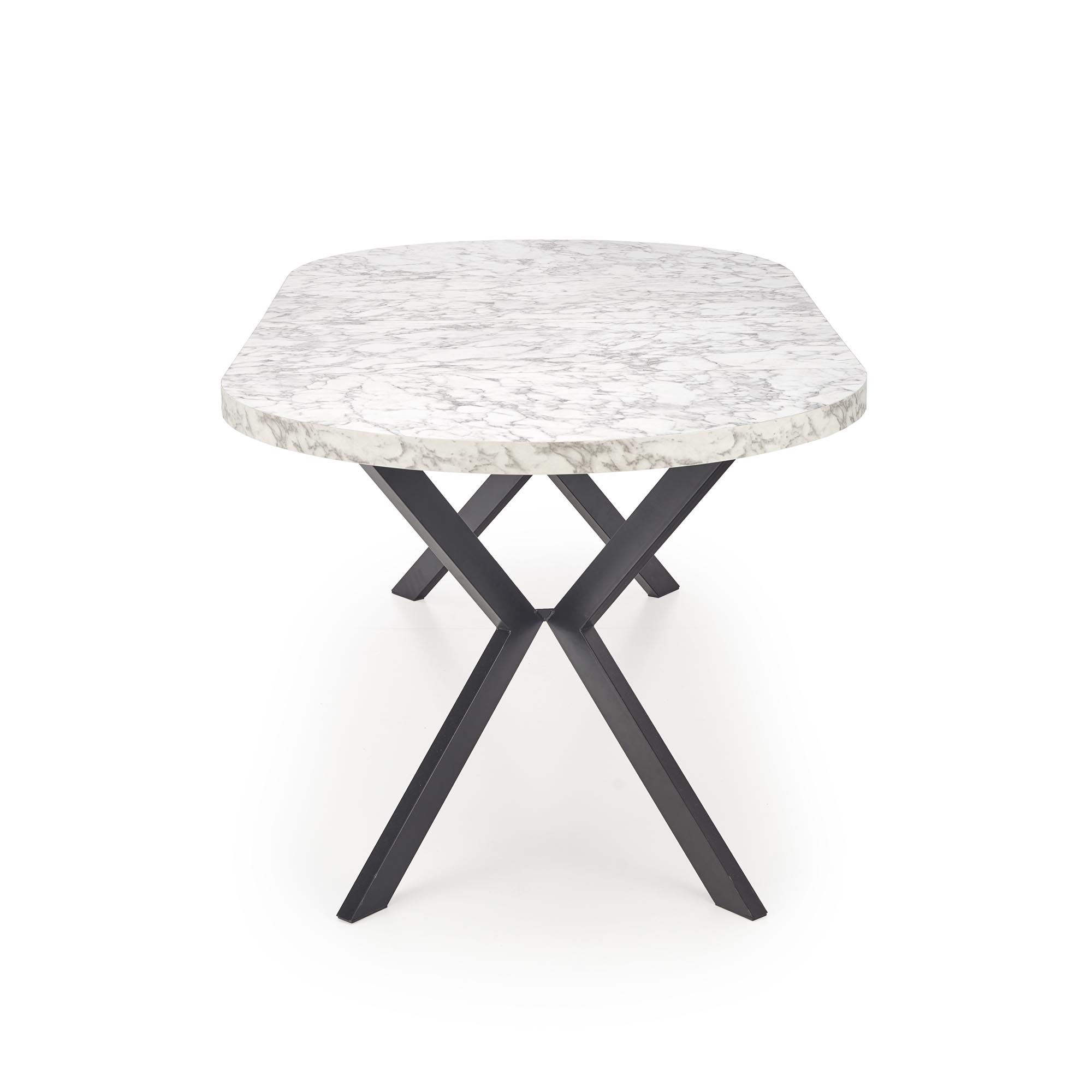 Mesa redonda extensível PERONI - branco mármore / preto, 100-250cm - Image 9