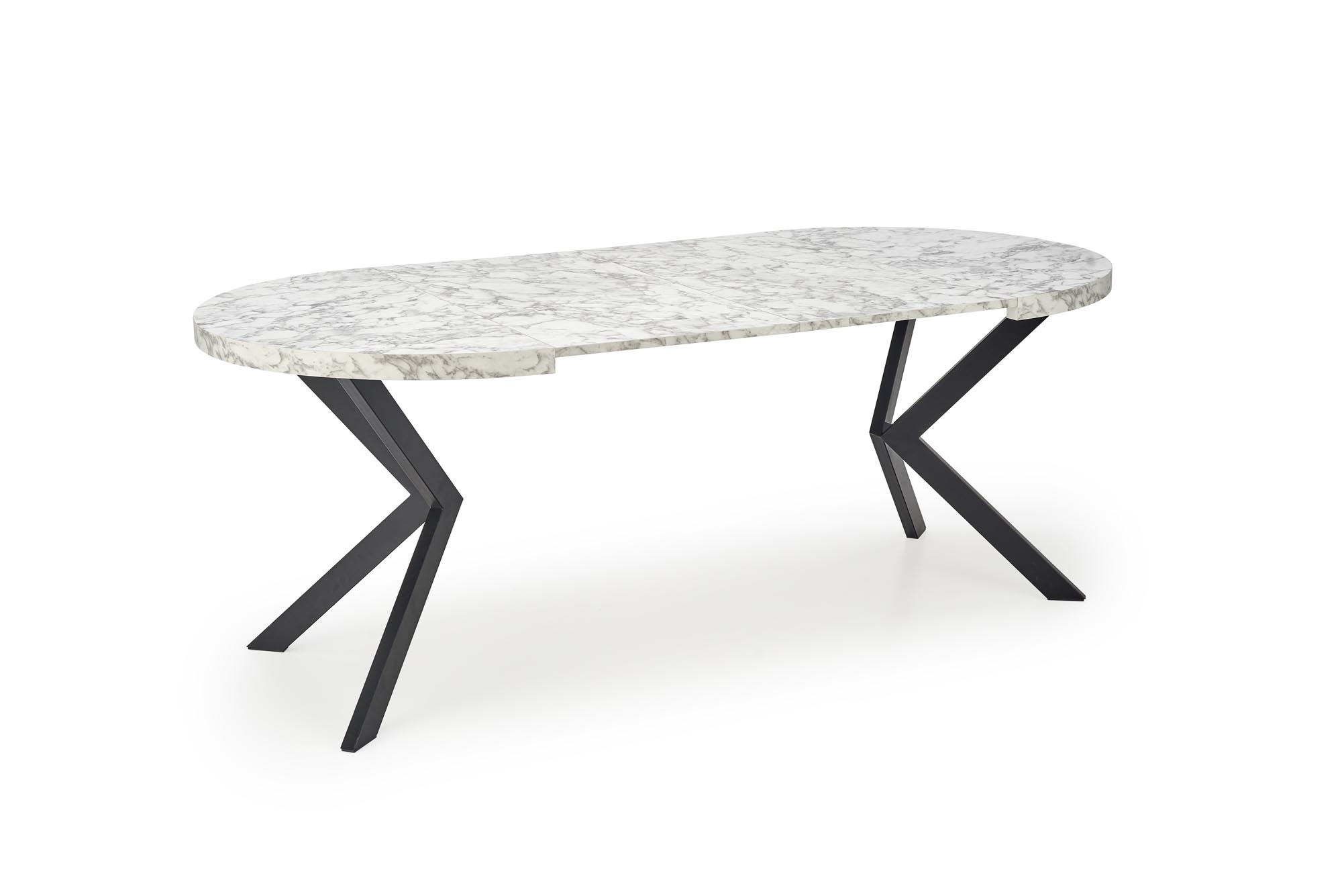 Mesa redonda extensível PERONI - branco mármore / preto, 100-250cm - Image 10