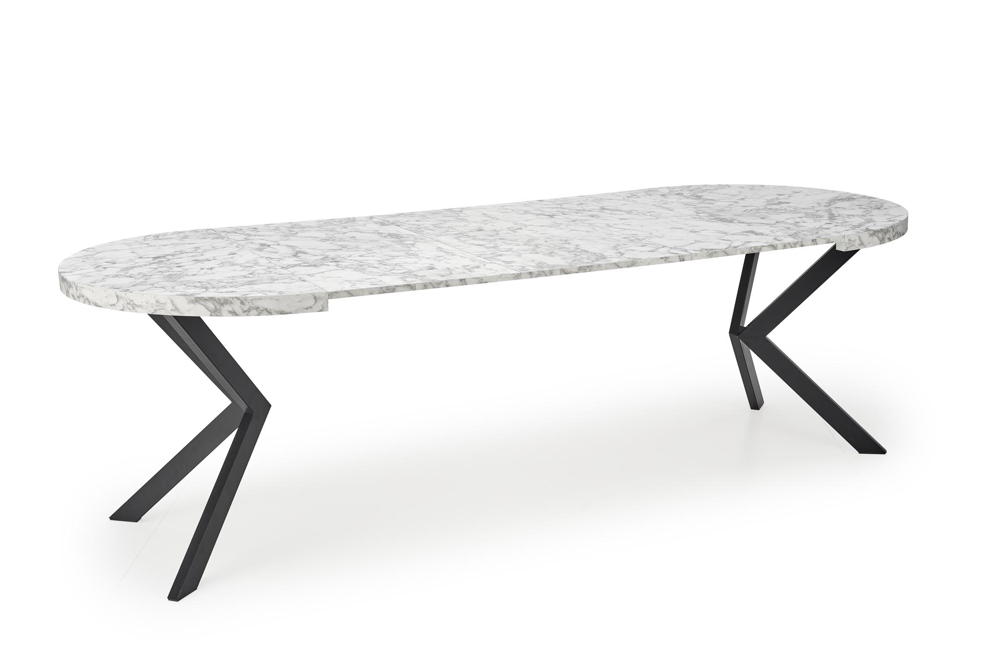 Mesa redonda extensível PERONI - branco mármore / preto, 100-250cm - Image 11
