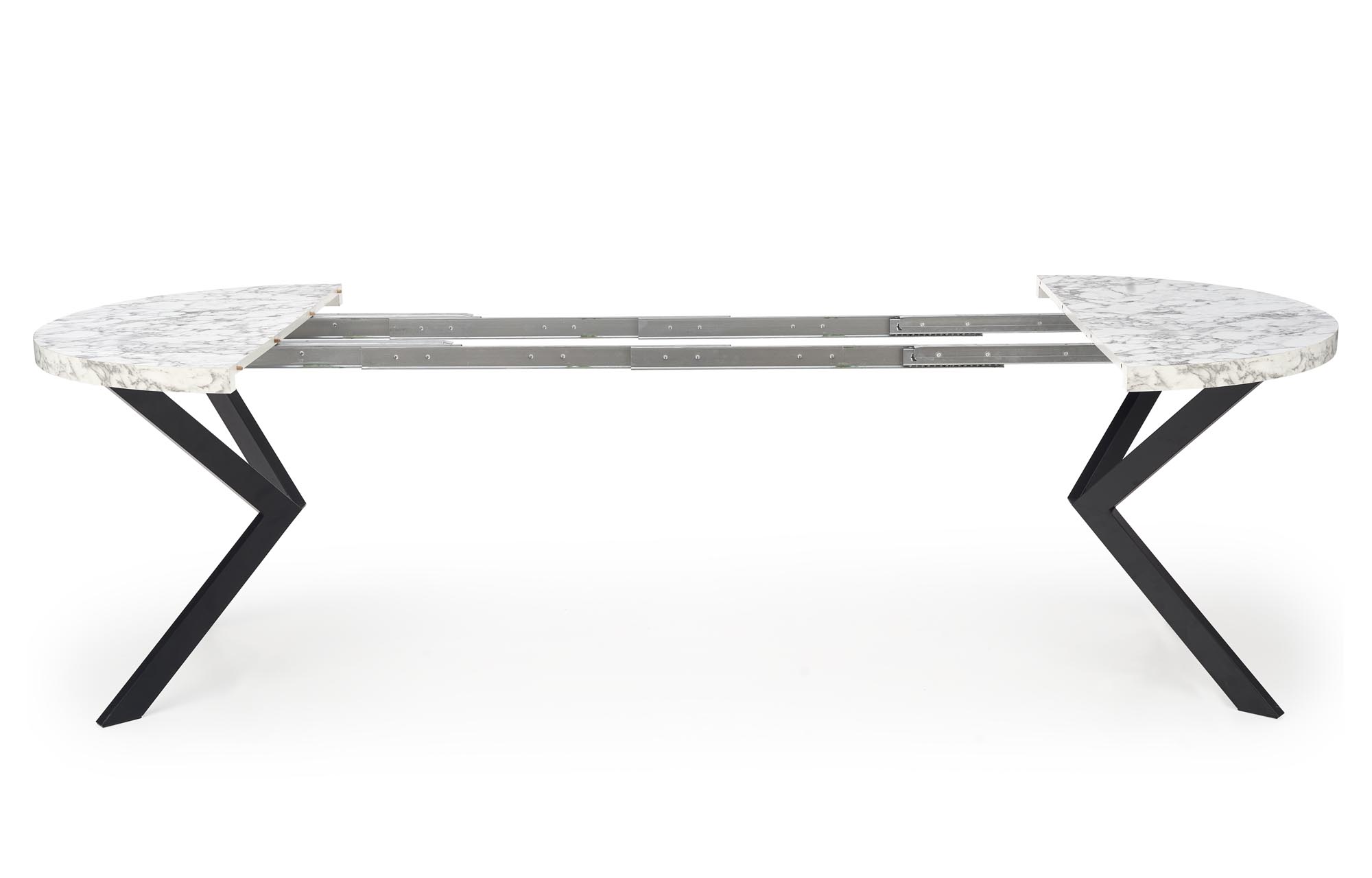 Mesa redonda extensível PERONI - branco mármore / preto, 100-250cm - Image 12