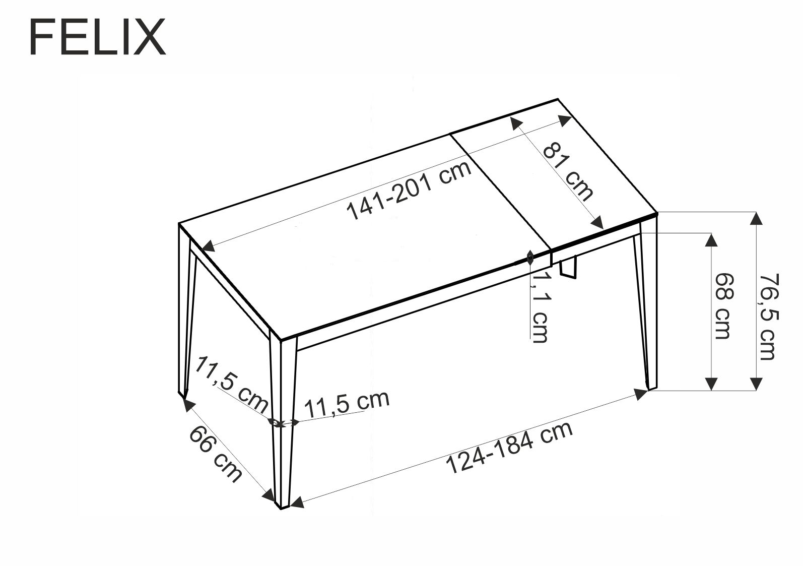 Mesa extensível FELIX- cinza mármore / preto, 141-201cm - Image 12