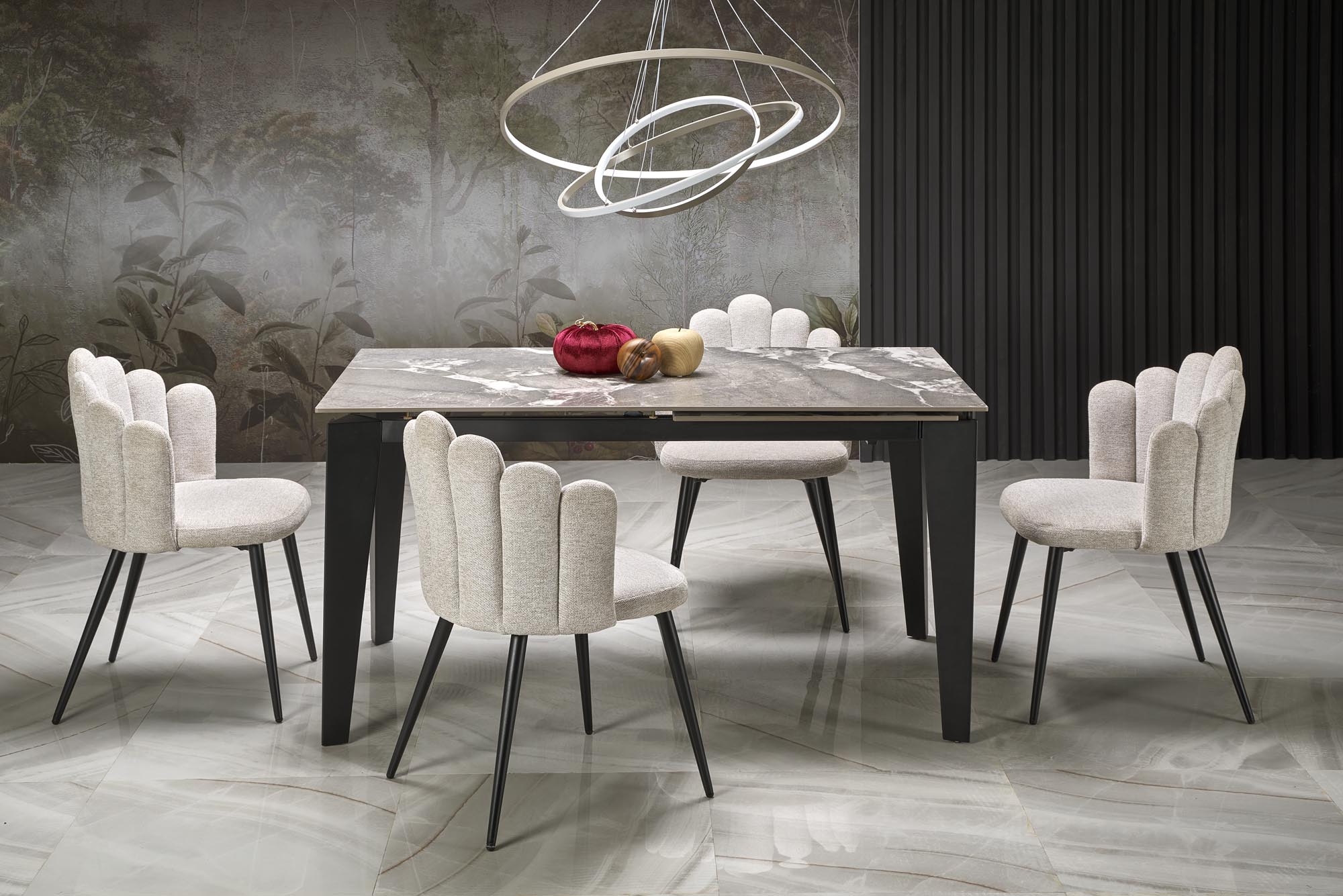 Mesa extensível FELIX- cinza mármore / preto, 141-201cm - Image 19