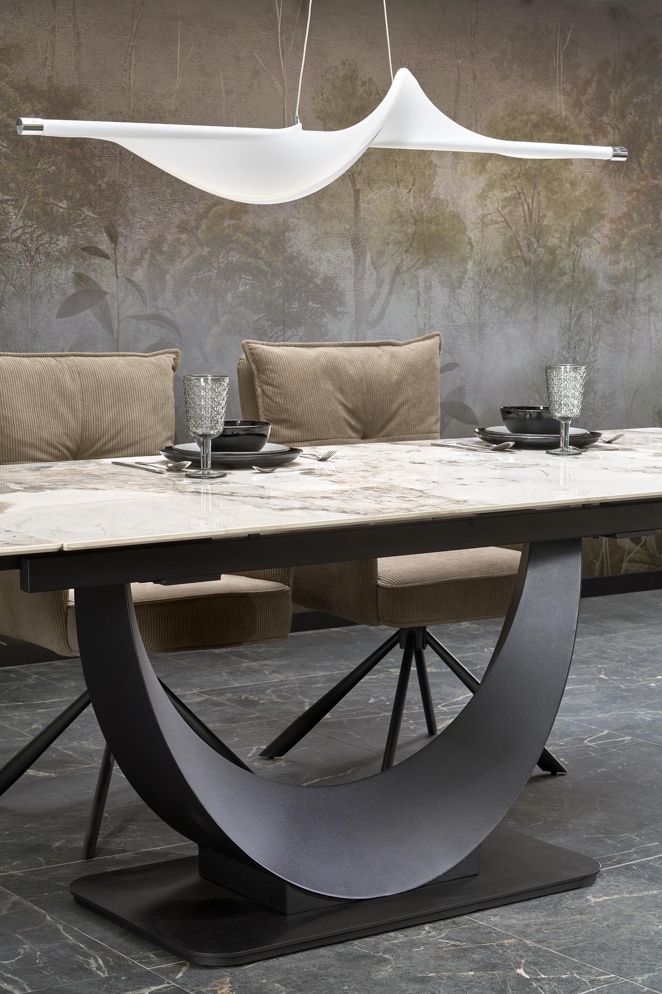Mesa extensível FERNANDO - branco mármore / preto, 160-240cm - Image 13