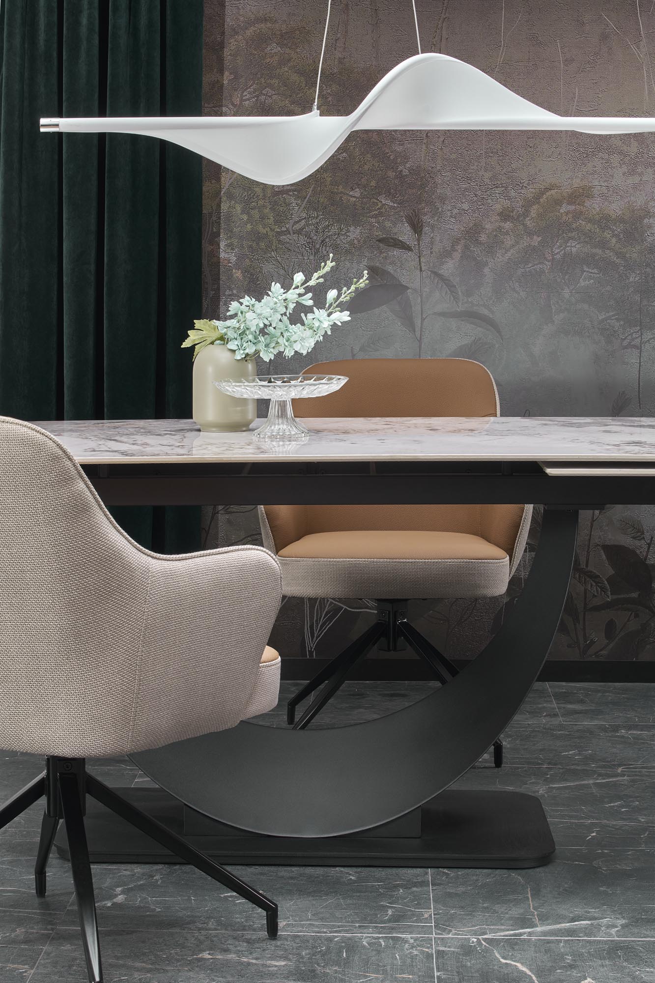 Mesa extensível FERNANDO - branco mármore / preto, 160-240cm - Image 19