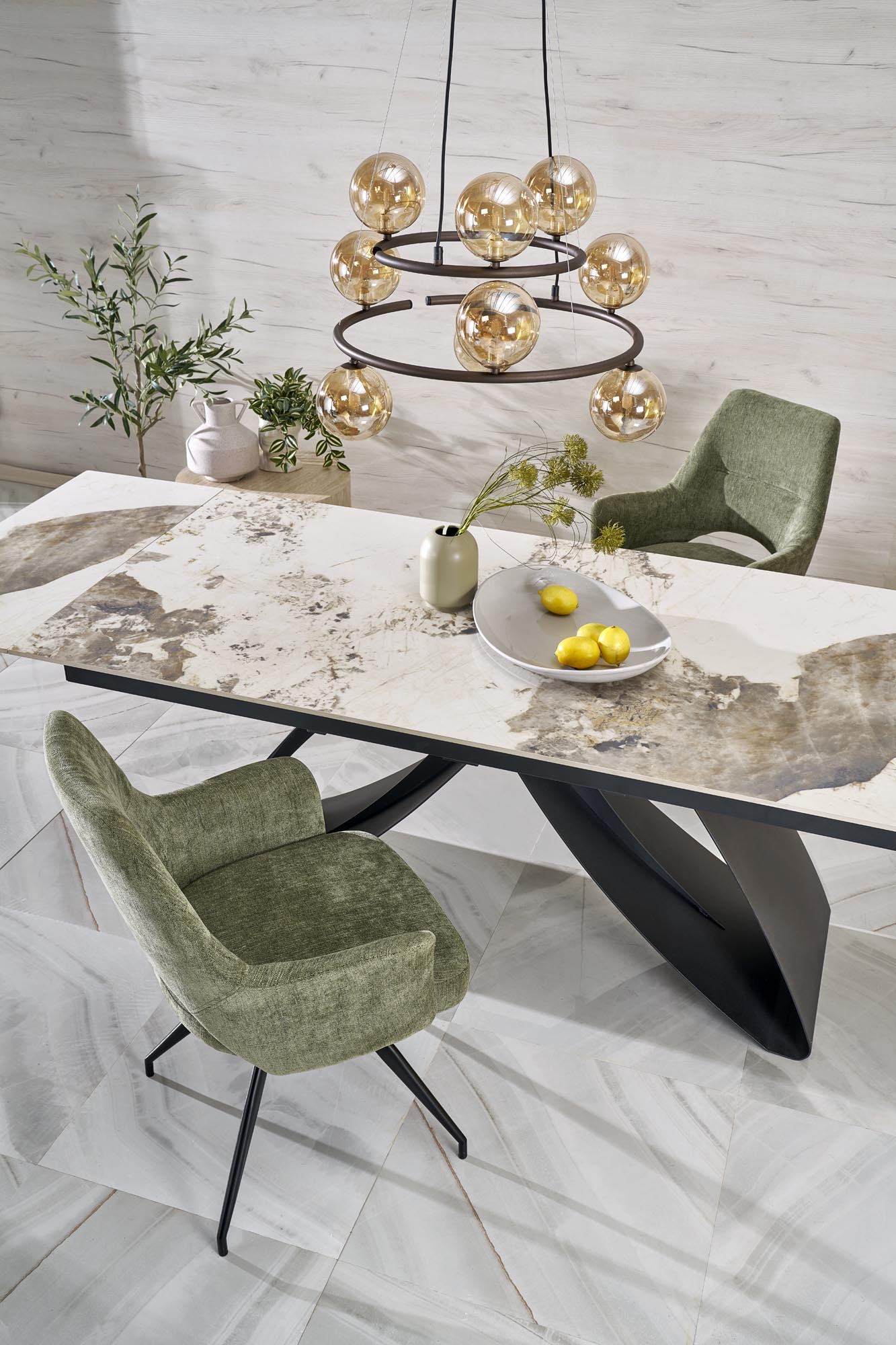 Mesa extensível HILARIO - branco mármore / preto, 180-260cm - Image 15