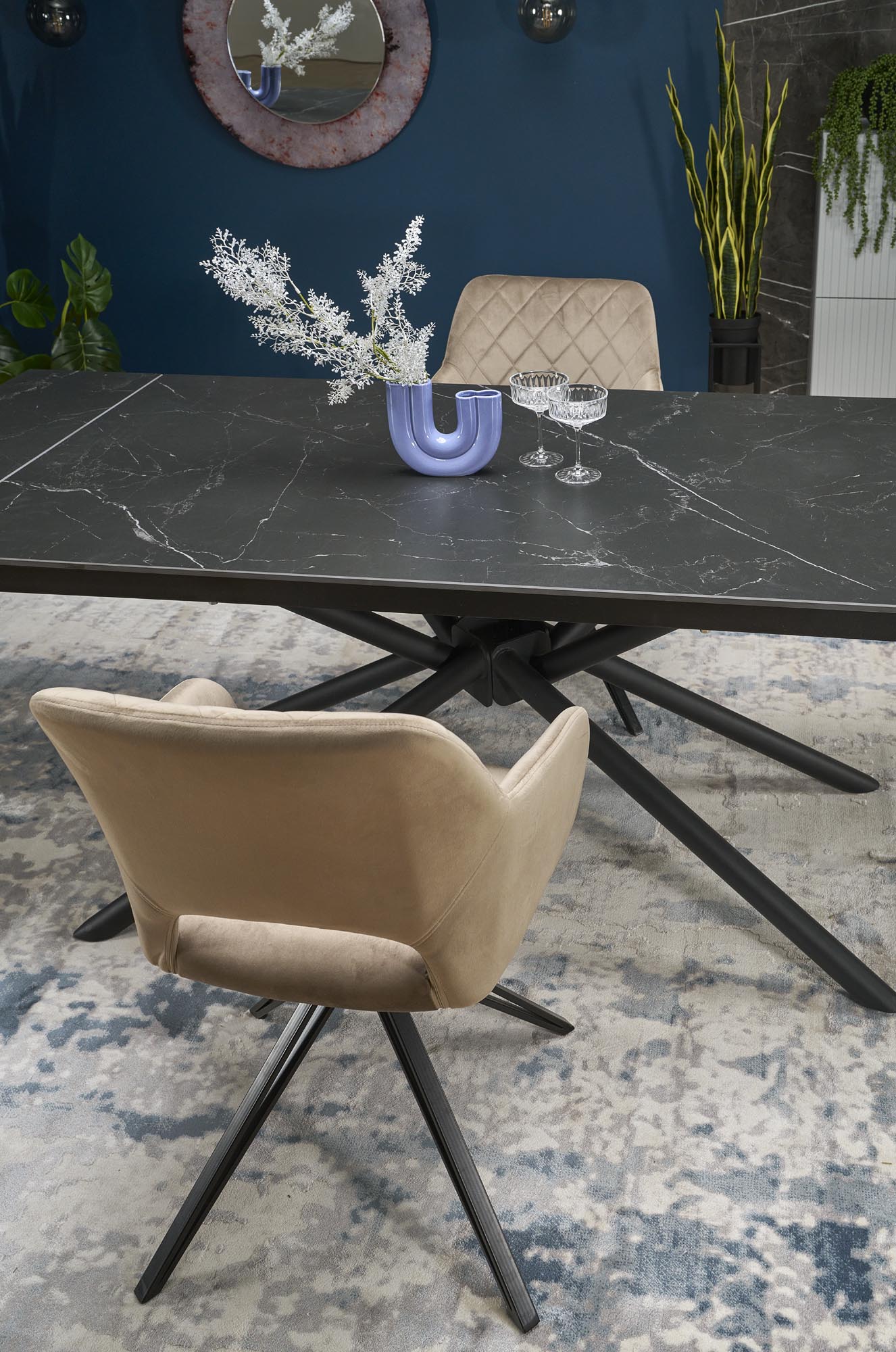 Mesa extensível VITORINO -preto mármore / preto, 160-220cm - Image 15