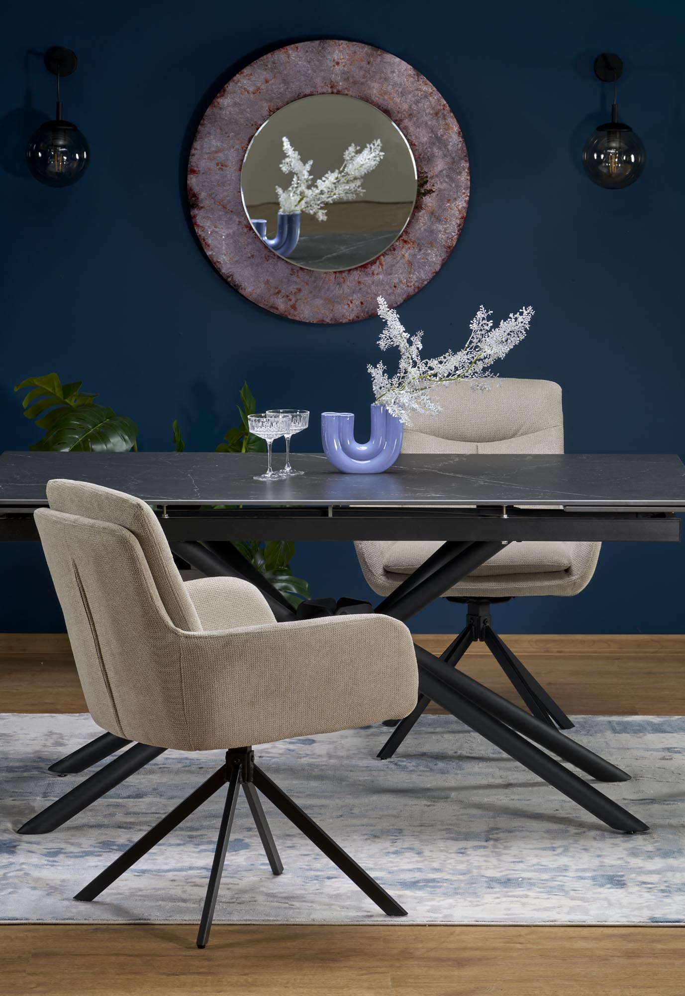 Mesa extensível VITORINO -preto mármore / preto, 160-220cm - Image 17