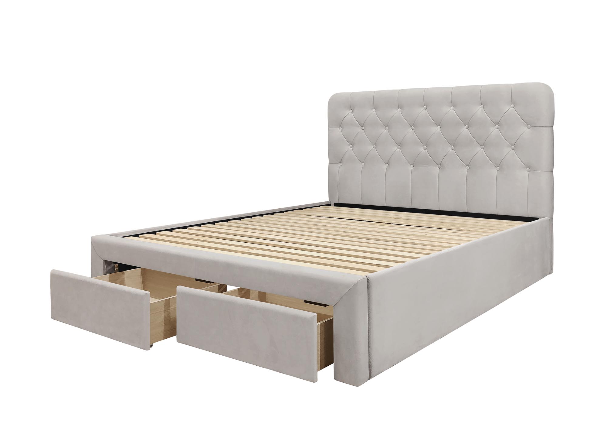 Cama estofada c/arrumação MARISOL - Bege, 160x200cm