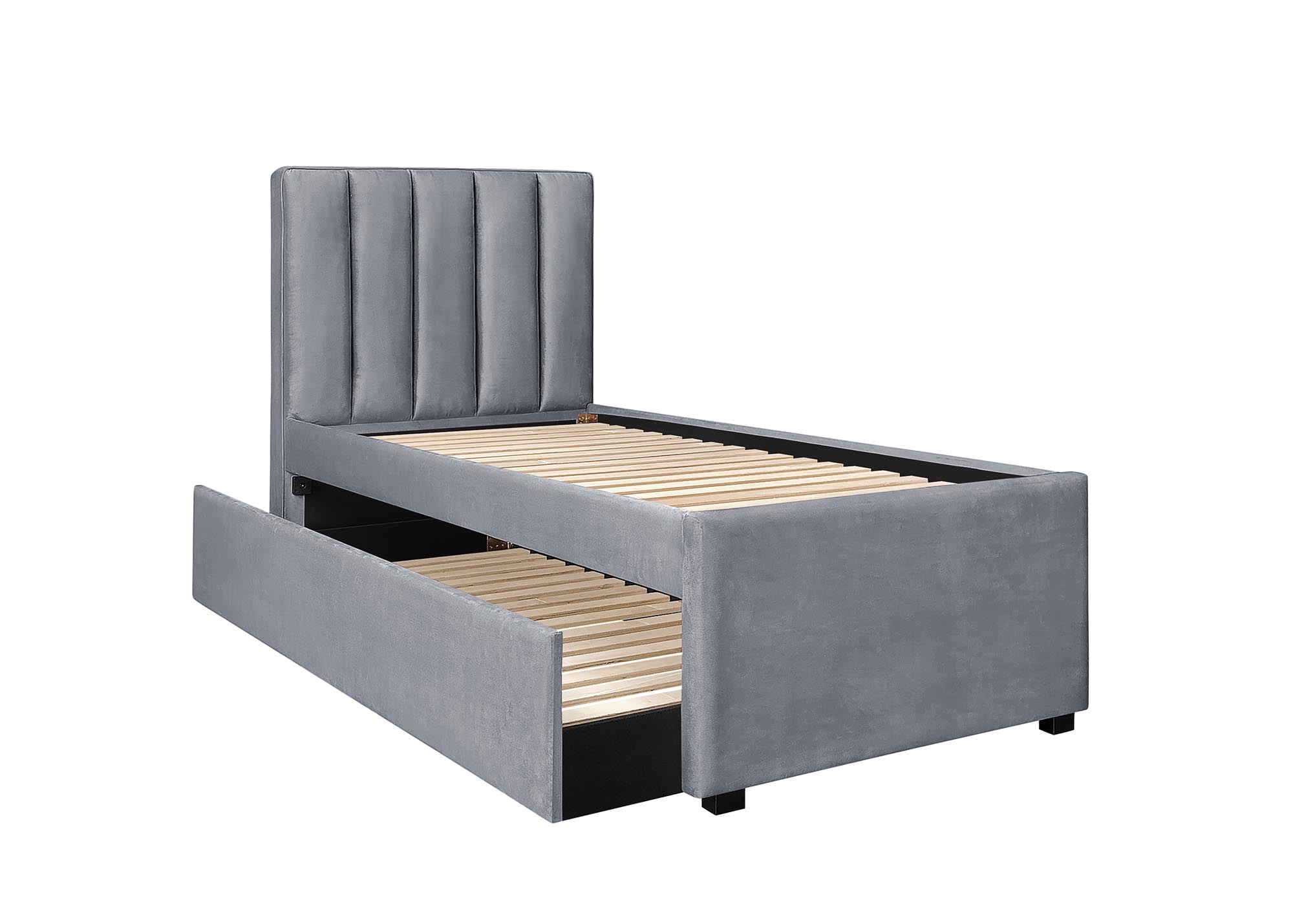 Cama estofada RUSSO - Cinzento, 90x200cm