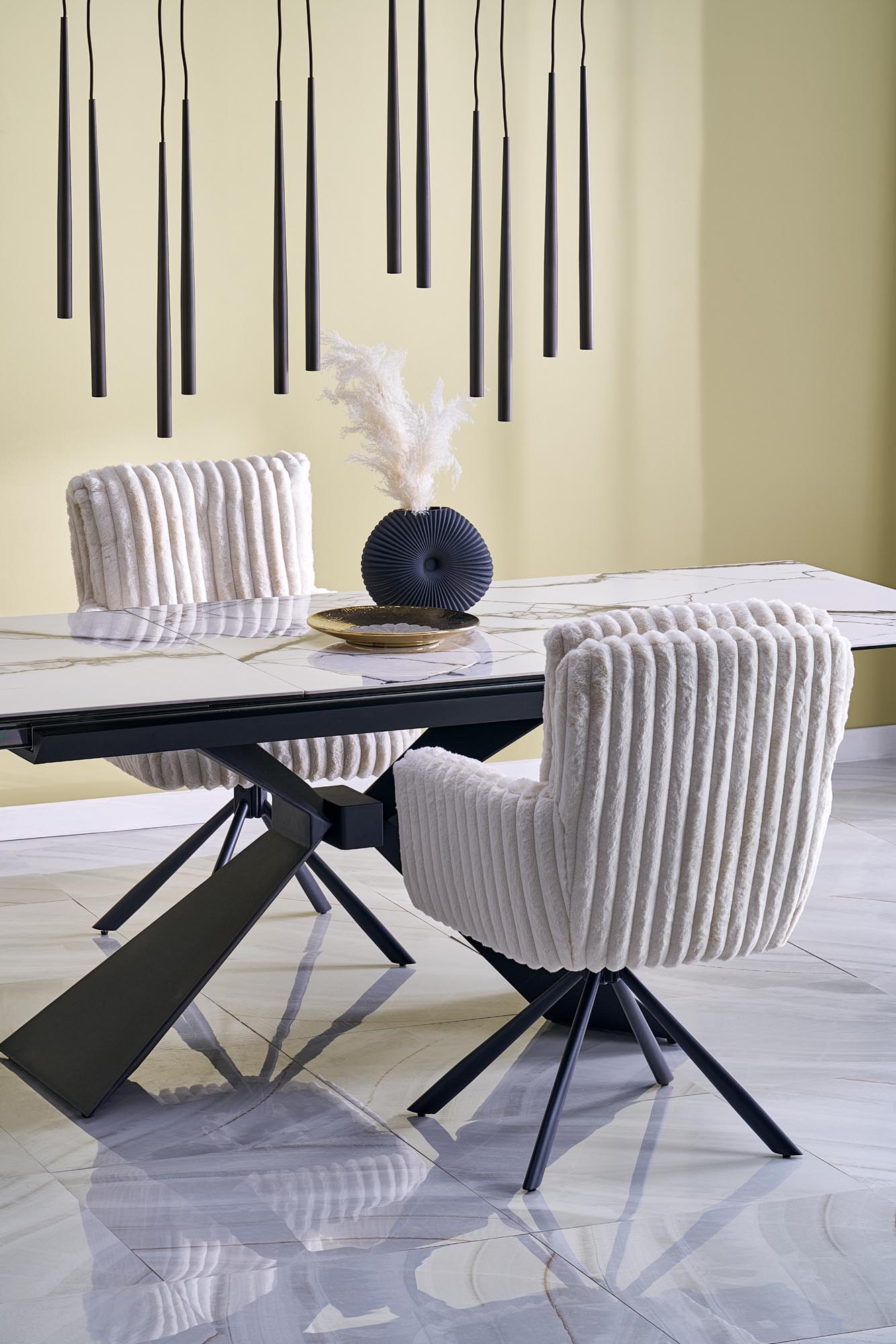 Mesa extensível LUCIANO - branco mármore / preto, 180-230cm - Image 5