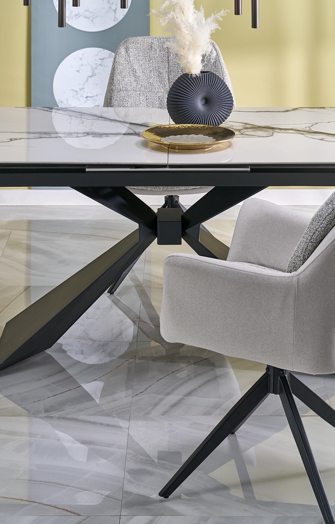 Mesa extensível LUCIANO - branco mármore / preto, 180-230cm - Image 7