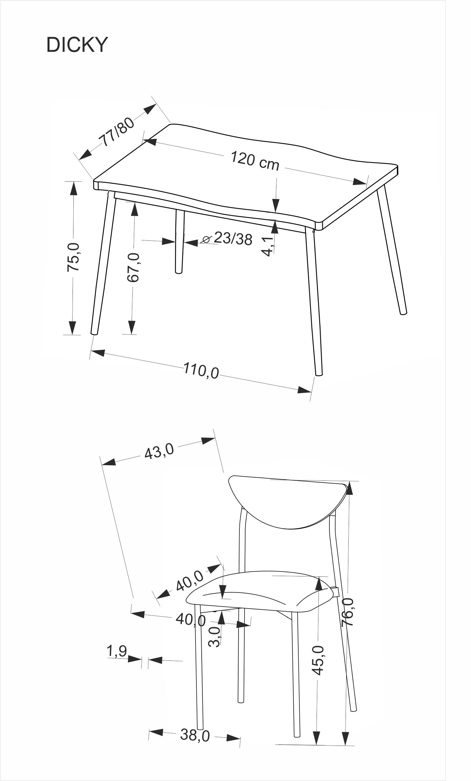 Conjunto de mesa e 4 cadeiras DICKY - Image 20