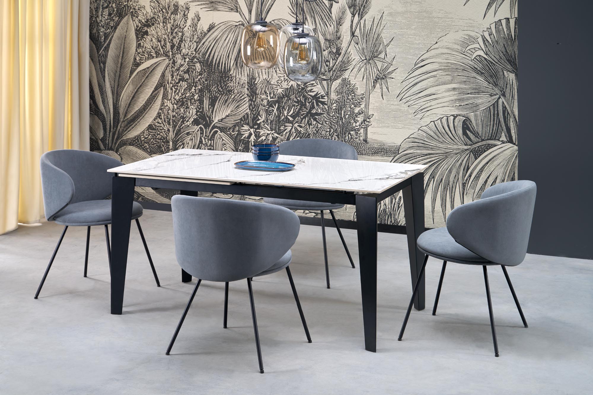 Mesa extensível FELIX- branco mármore / preto, 141-201cm - Image 16
