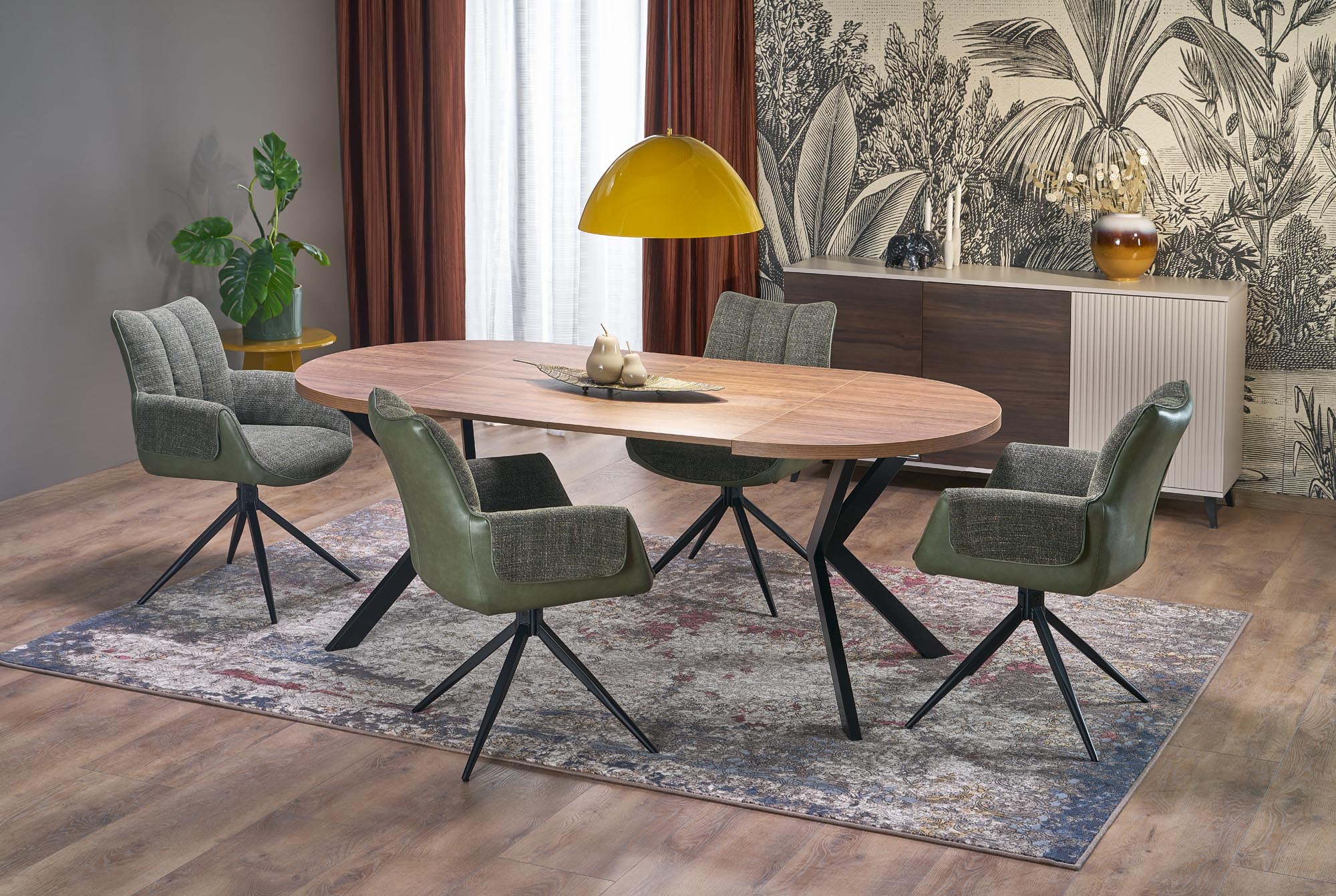Mesa redonda extensível PERONI - nogueira / preto, 100-250cm - Image 18