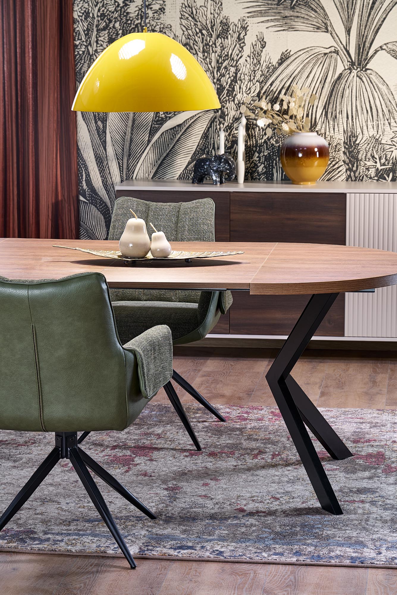 Mesa redonda extensível PERONI - nogueira / preto, 100-250cm - Image 19