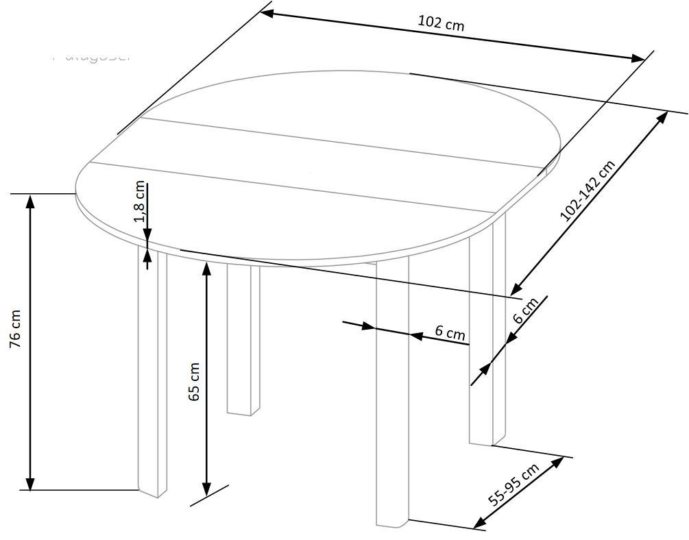 Mesa extensível RINGO- caxemira / preto, 102-142cm - Image 11