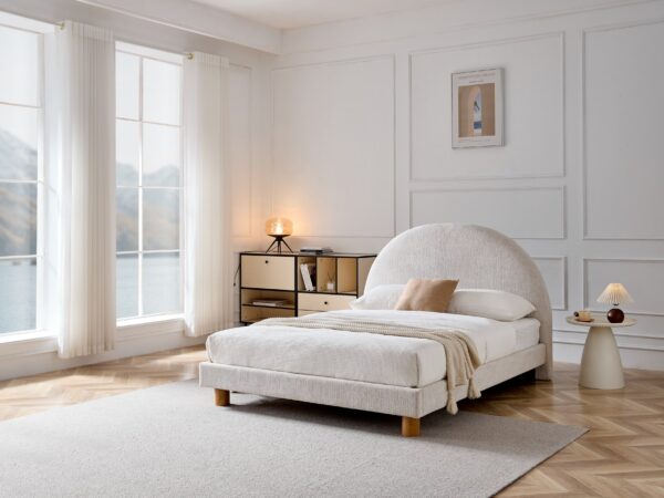 Cama estofada TURI - Bege, 160x200cm