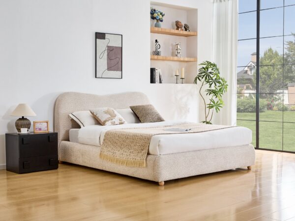Cama estofada NAVIGO - Bege, 160x200cm