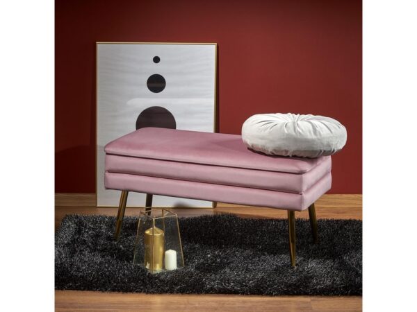 Banqueta VELVA - rosa/dourado