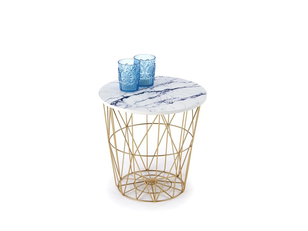 Mesa de Centro HARISSA_G - dourado / branco mármore