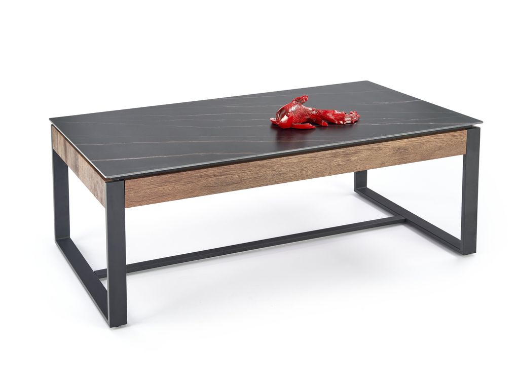 Mesa de Centro RAMONA - preto mármore / nogueira