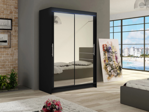 Roupeiro c/espelho DOLL II – Preto, 120cm