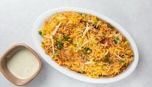 Authentic Halal Chicken Biryani with basmati rice and spices served at Ammonight Restaurant in Sapporo, Napporo, and Asahikawa