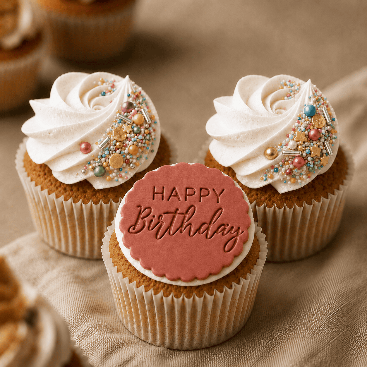 verjaardag cupcakes met sprinkels