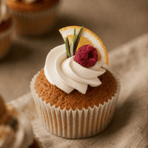 Grote cupcake - Framboos & sinas decoratie