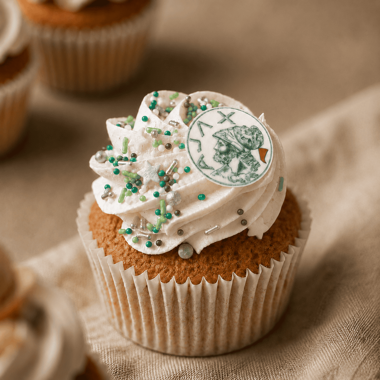 Grote cupcake met ajax logo