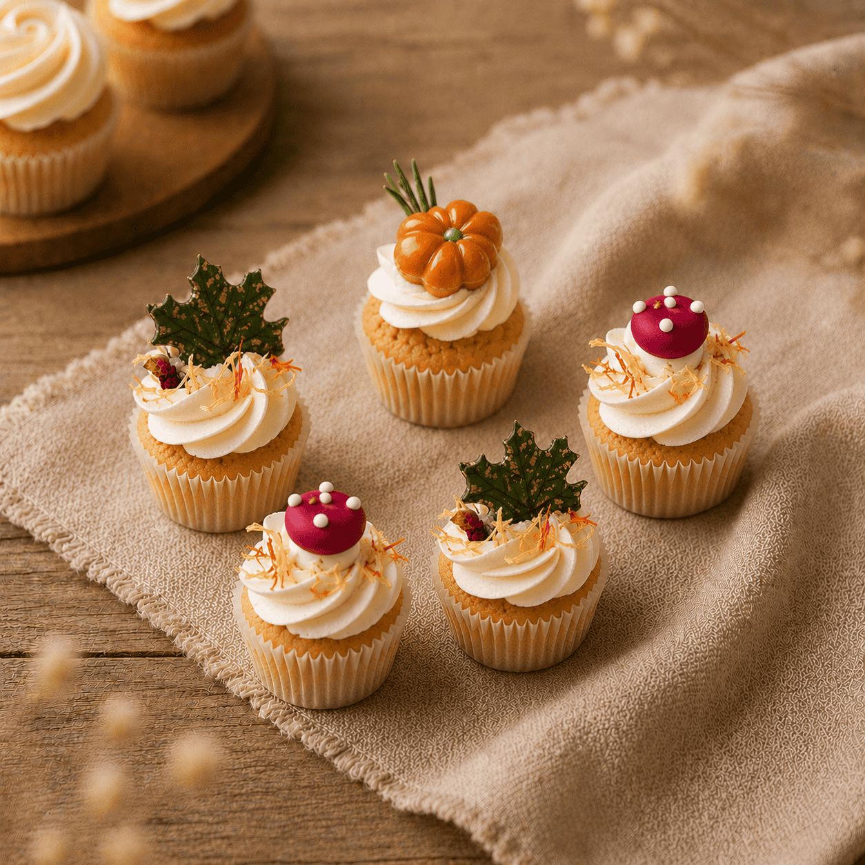 thanksgiving mini cupcake set met herfstelementen