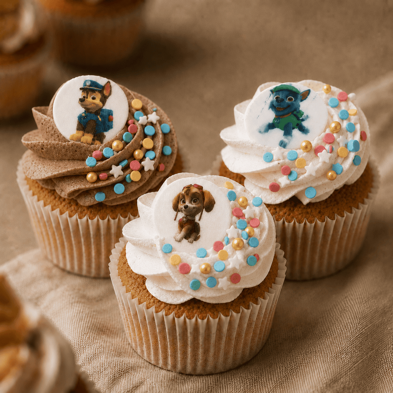 Vegan en glutenvrije paw patrol cupcakes