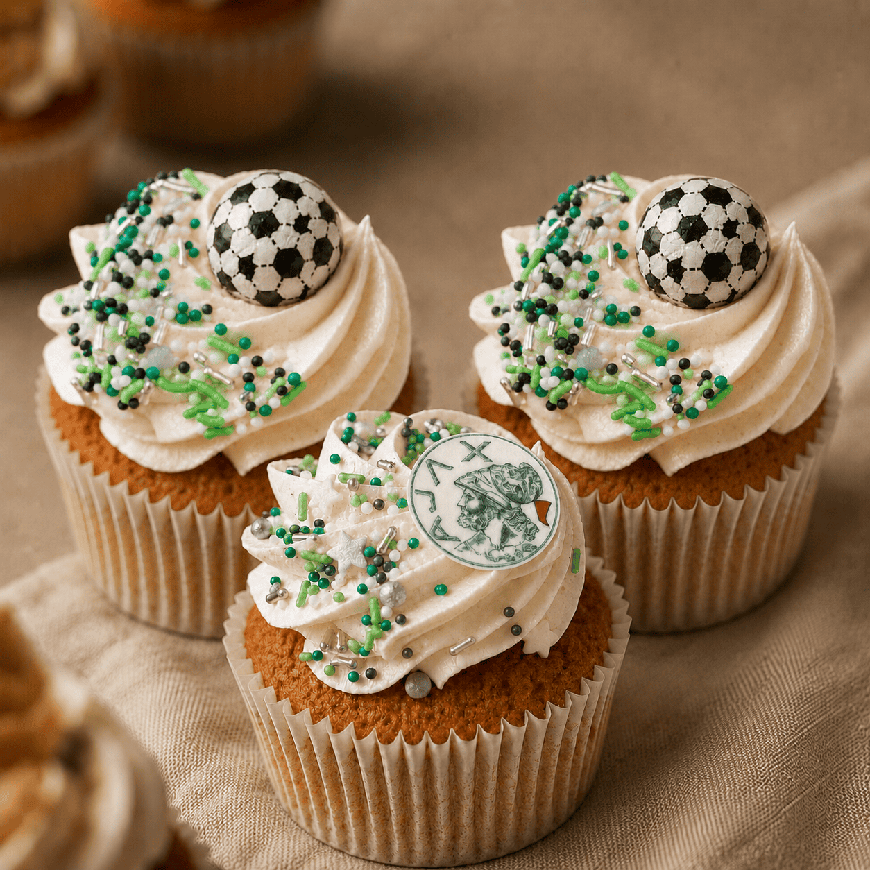 cupcakes met voetbal thema