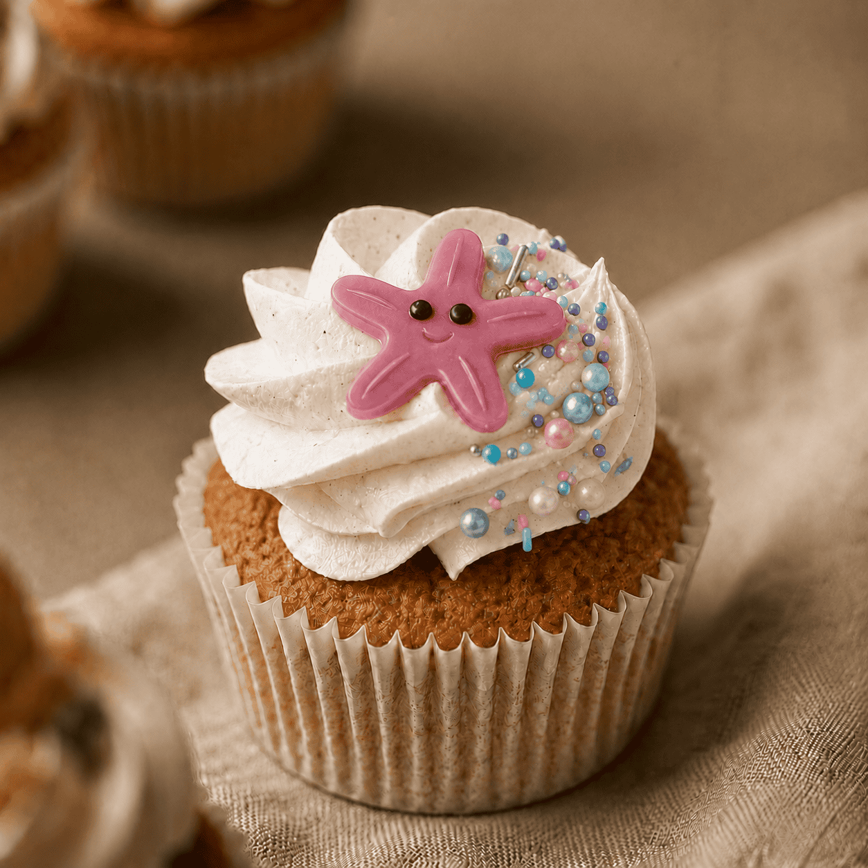 Zeemeermin cupcake met ster