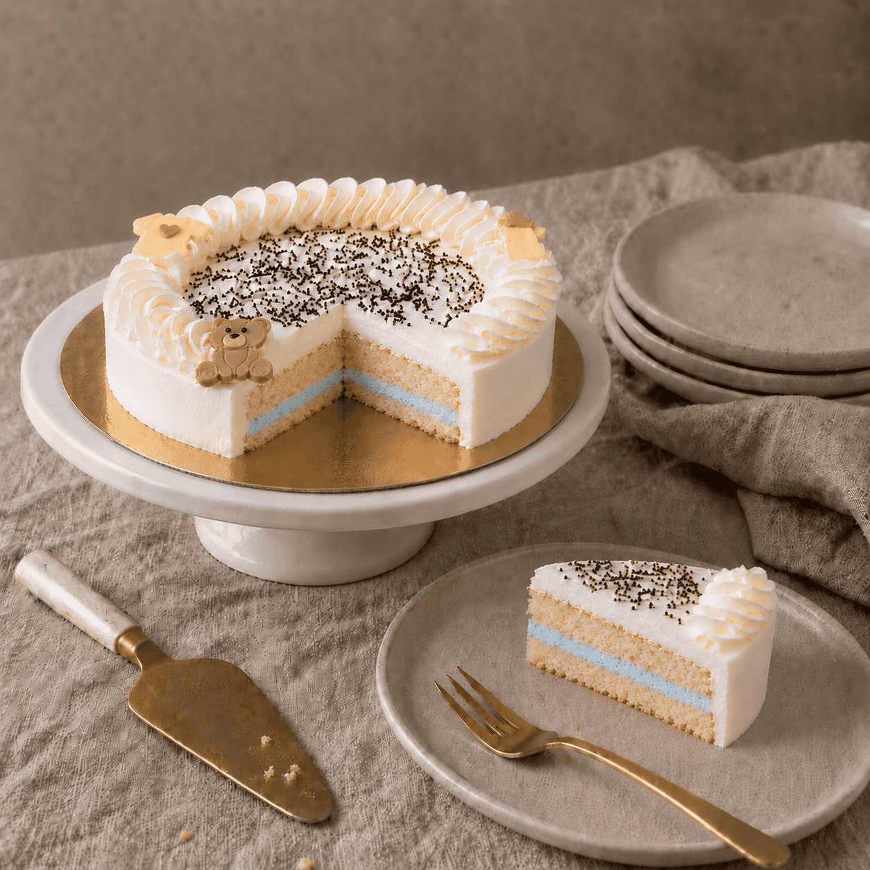 Gender reveal taart - blauwe vulling