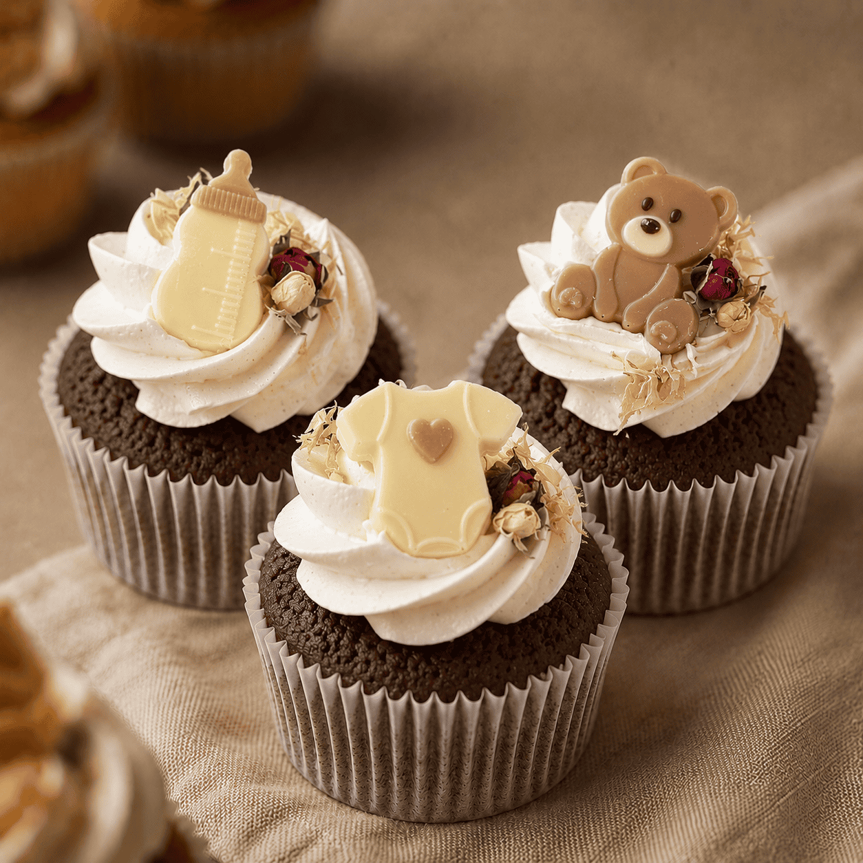 set gender reveal cupcakes bohemian