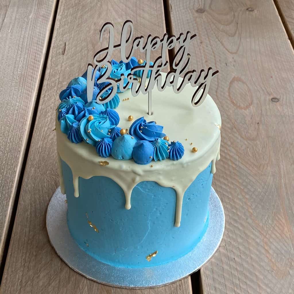 Standaard mini drip taart blauw