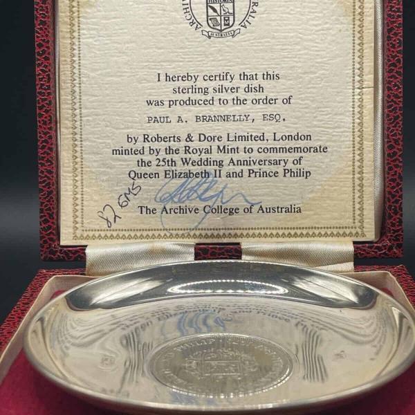 Sterling Silver Jubilee Dish & Coin - Queen Elizabeth II and Prince Philip