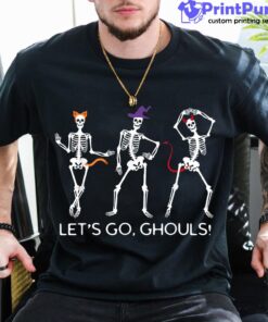 Halloween Let S Go Ghouls Funny Spooky Skeleton Women Witch Unisex Shirt