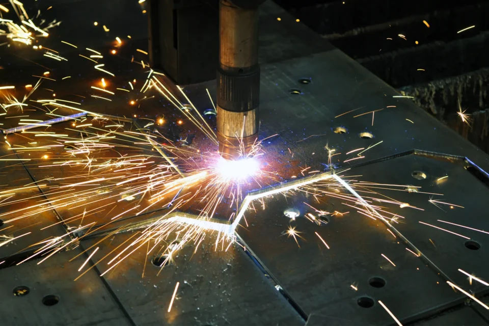 Laser cutting of a wear plate.