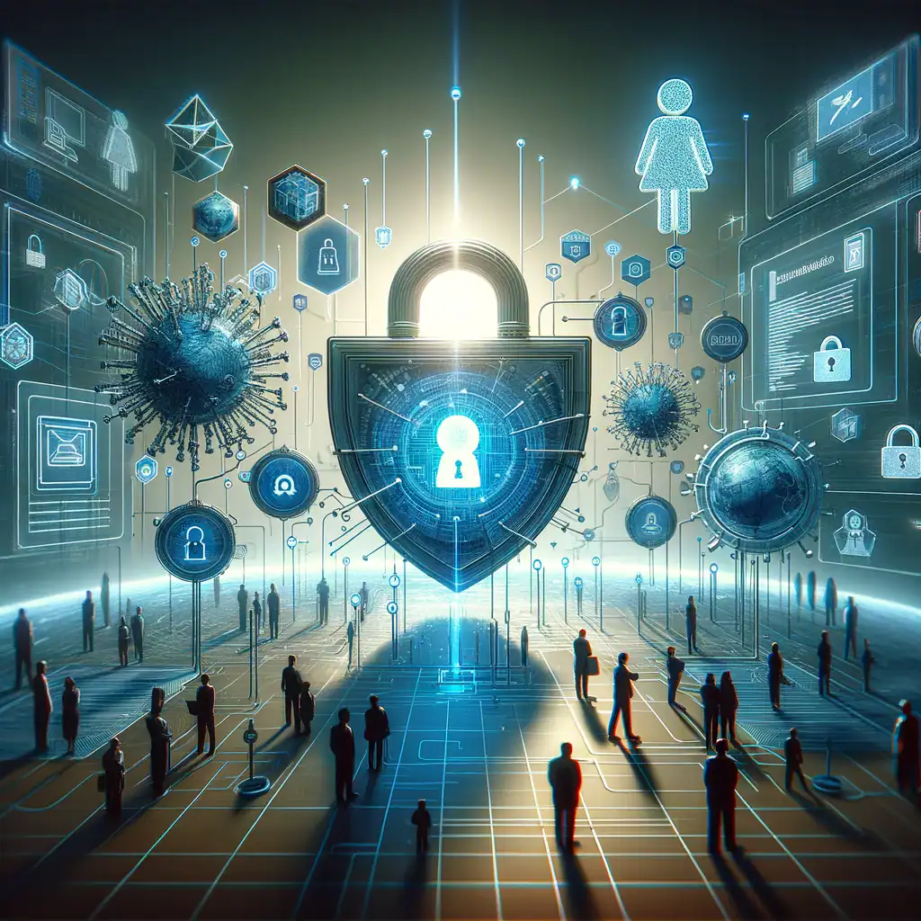 A digital padlock surrounded by data and people icons, symbolizing privacy and data protection in AI systems. A digital padlock surrounded by data and people icons, symbolizing privacy and data protection in AI systems.