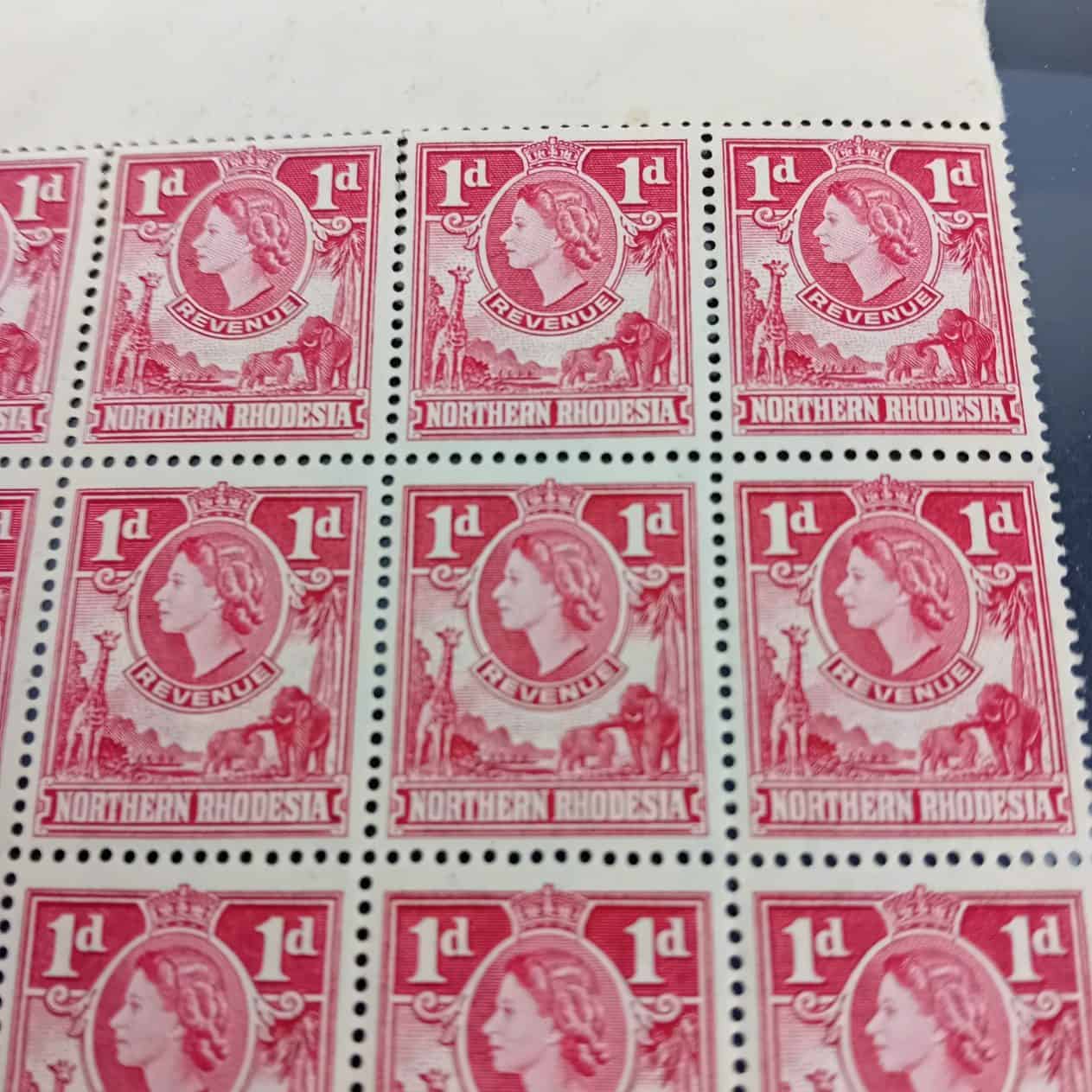 Northern Rhodesia Stamps 1d Revenue 1955 Block Of 12 MNH - Image 3